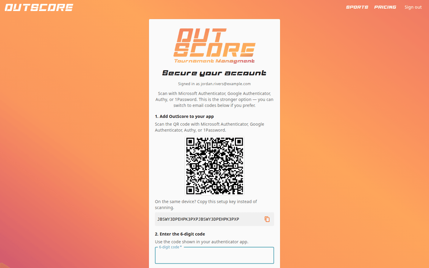 Authenticator app enrollment