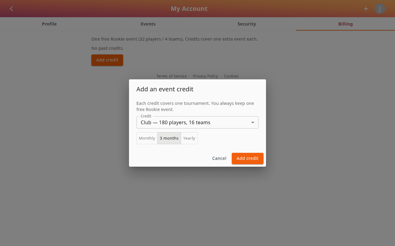 Add an event credit