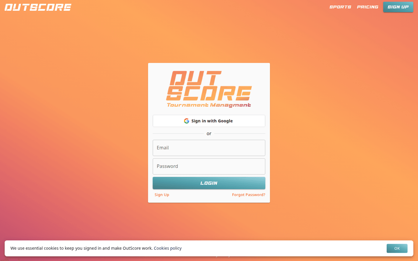 Login page