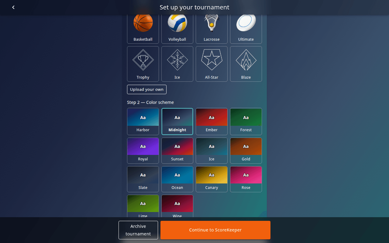 Setup – color scheme