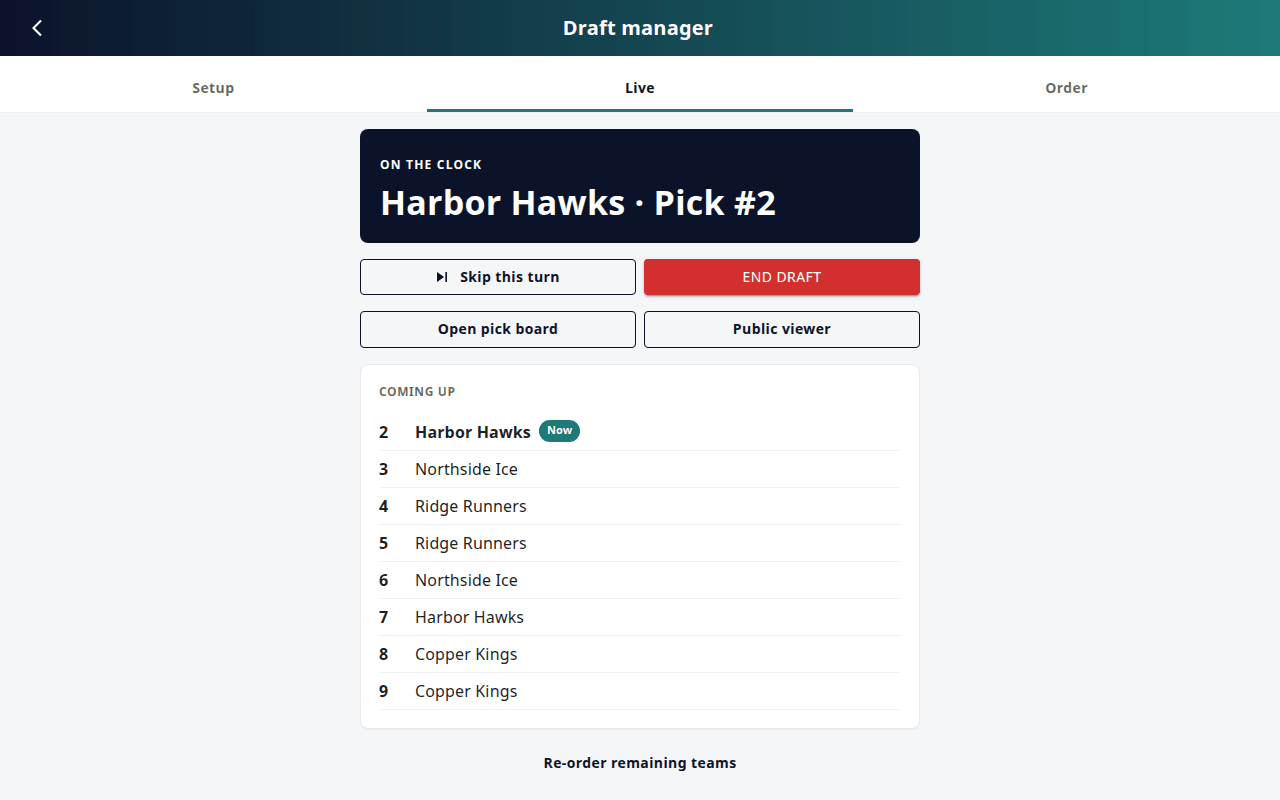 Draft Manager – Live