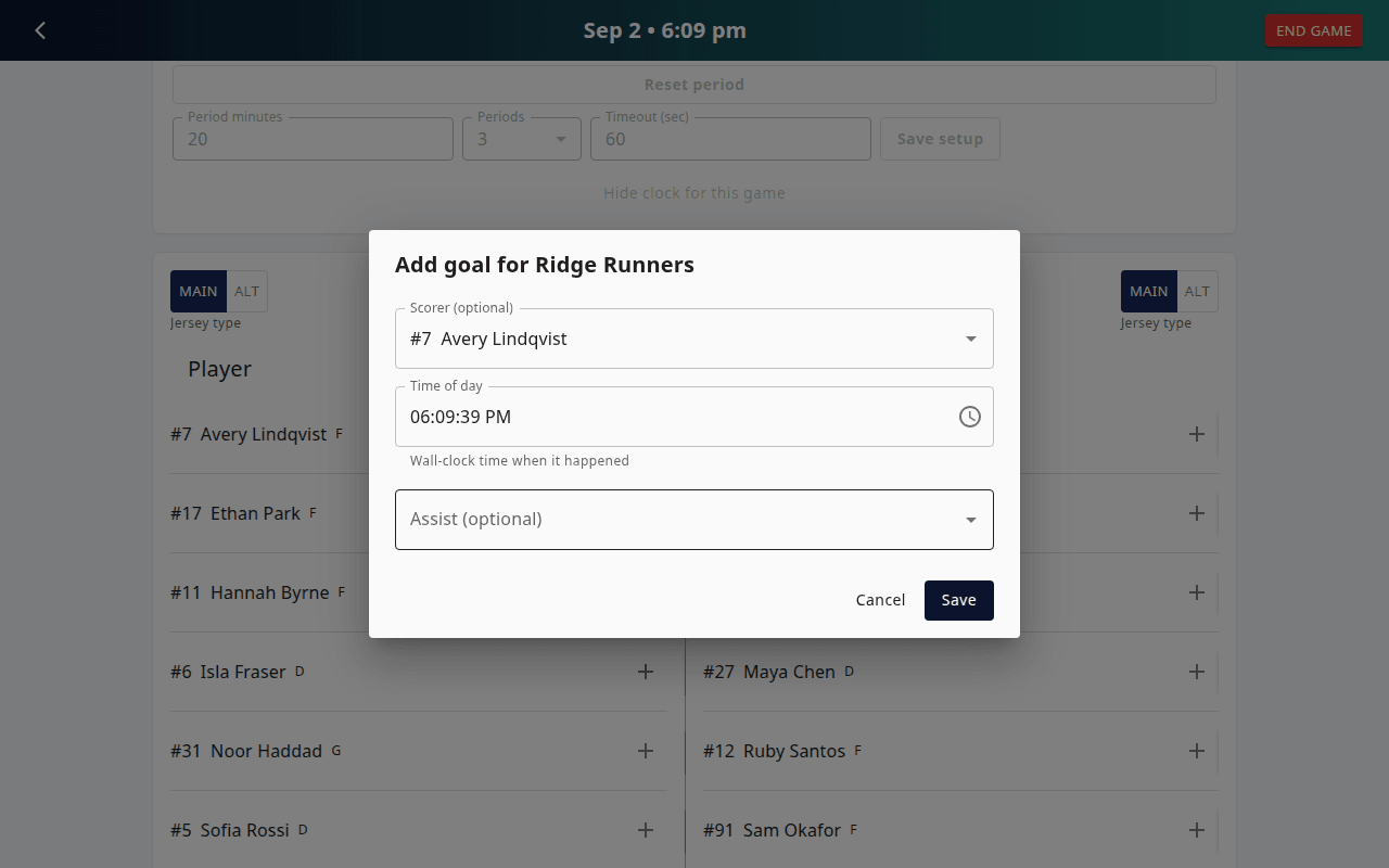 Add goal dialog