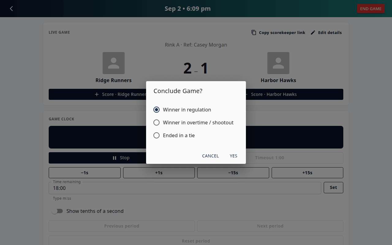 Conclude game