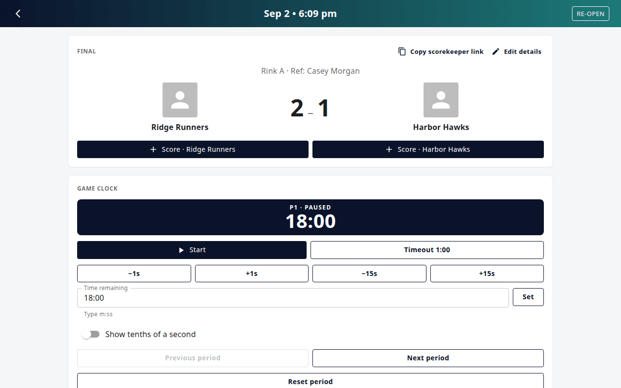Concluded game with Re-open