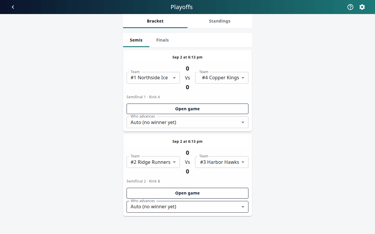 Bracket – scheduled