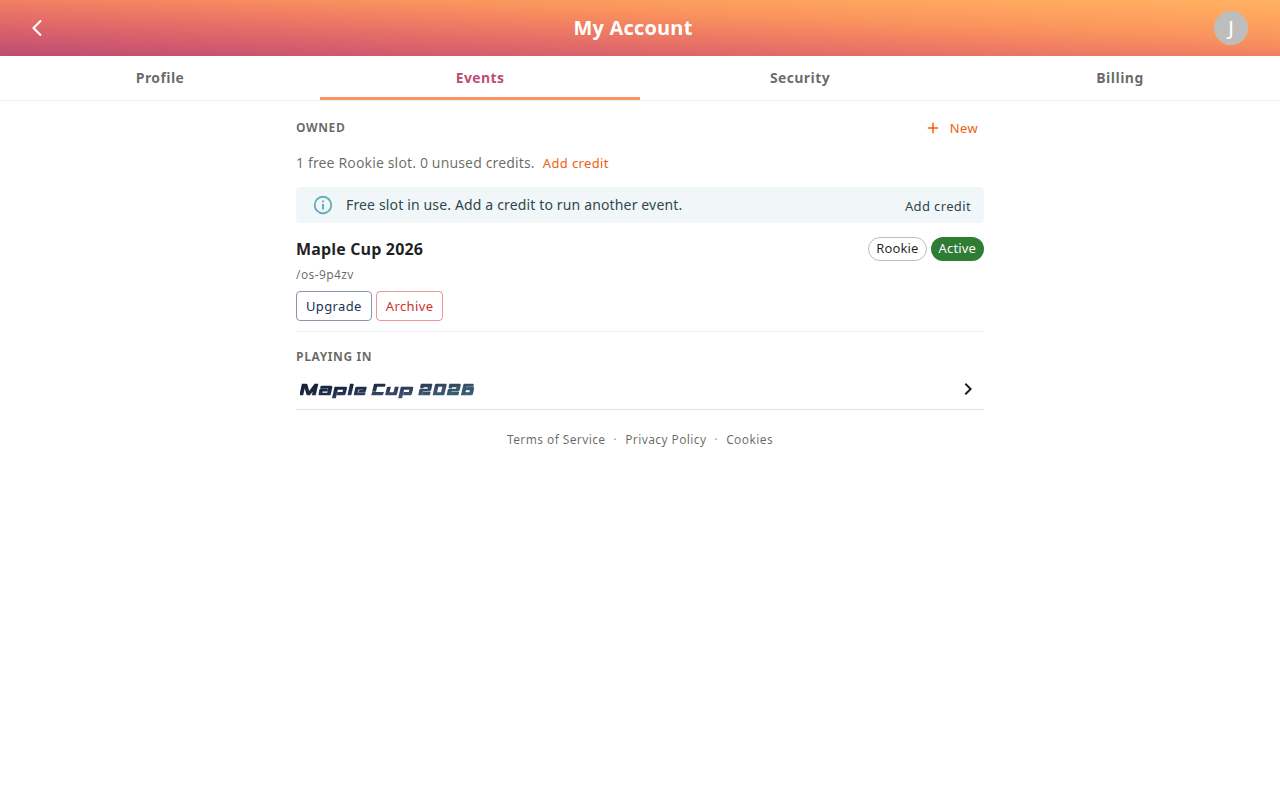 My Account – Events